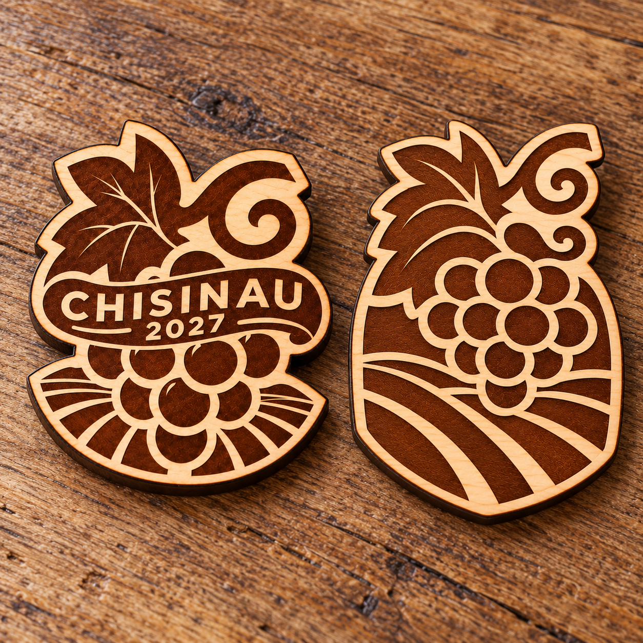 2027 International Convention Chișinău Engraved Birch Pin, Magnet or Keychain