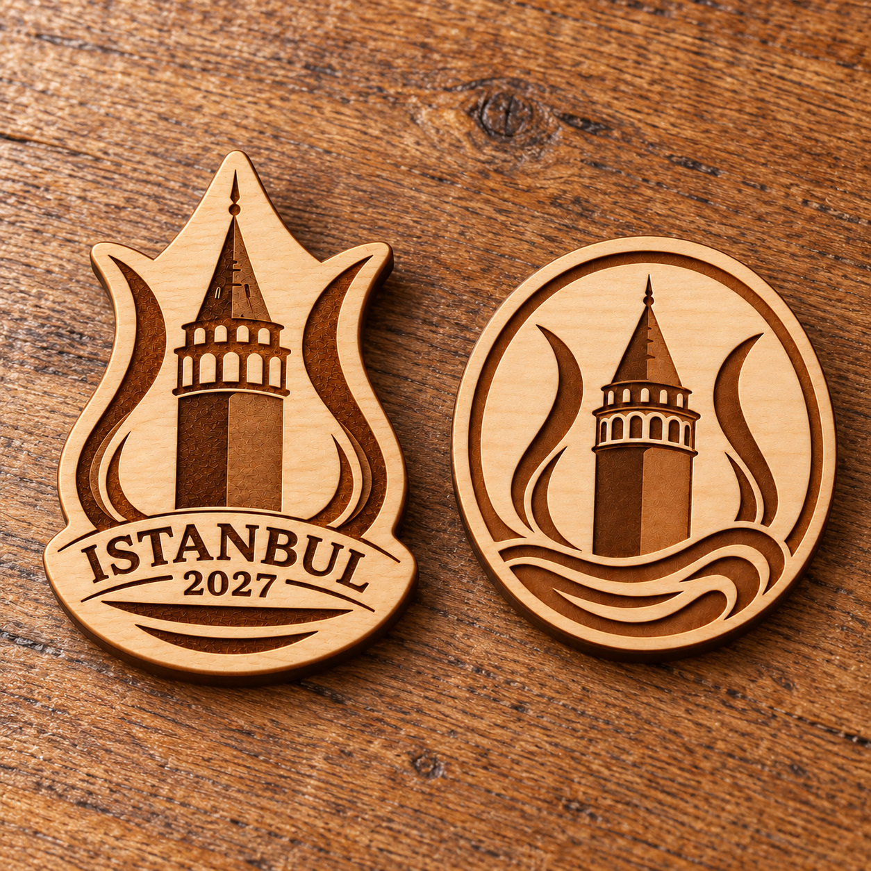 2027 International Convention Istanbul Engraved Birch Pin, Magnet or Keychain