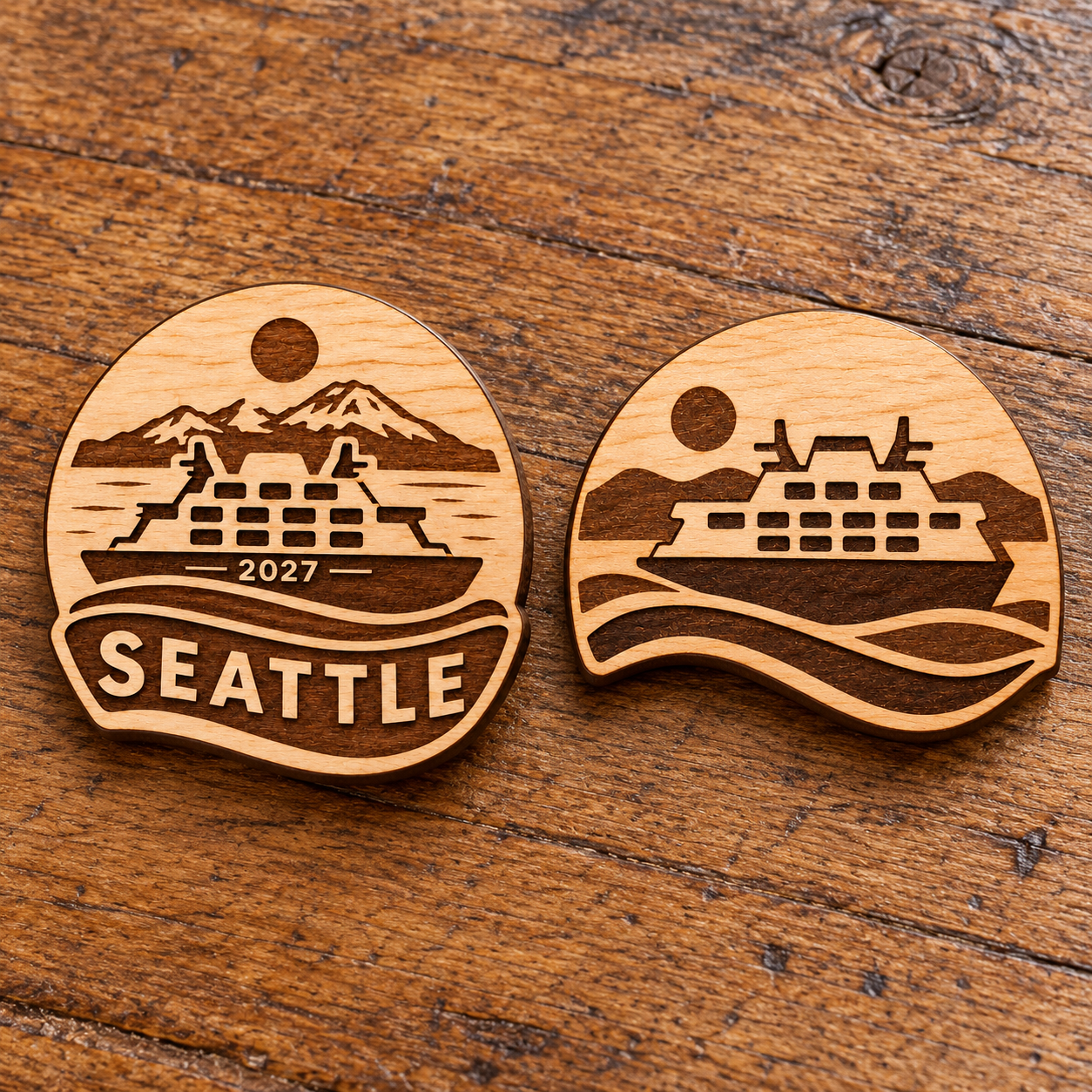 2027 International Convention Seattle Engraved Birch Pin, Magnet or Keychain