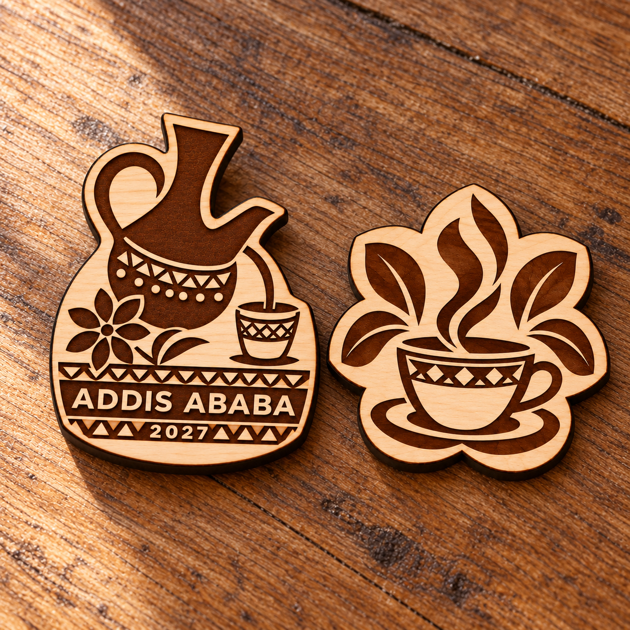 2027 International Convention Addis Ababa Engraved Birch Pin, Magnet or Keychain