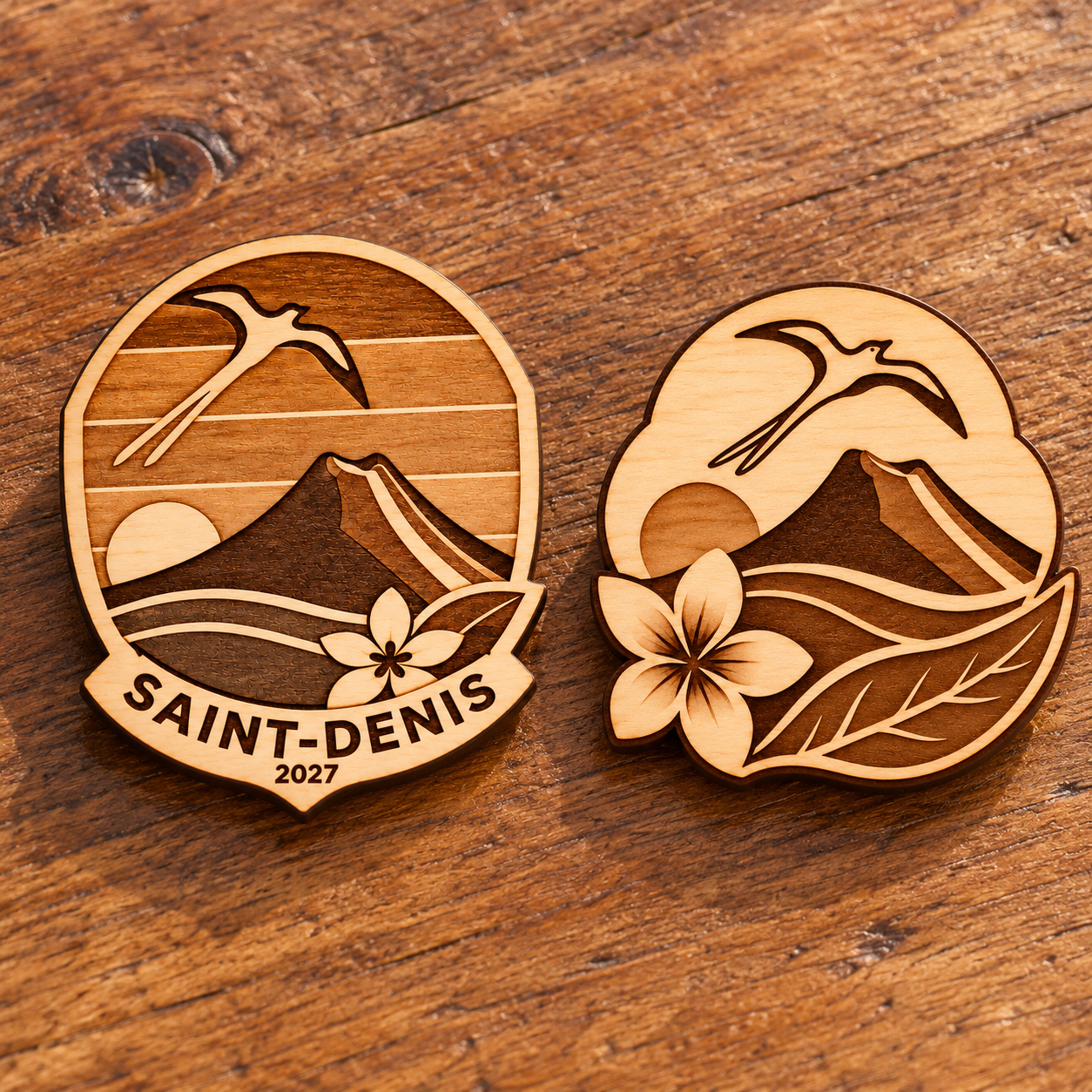 2027 International Convention Saint-Denis Engraved Birch Pin, Magnet or Keychain