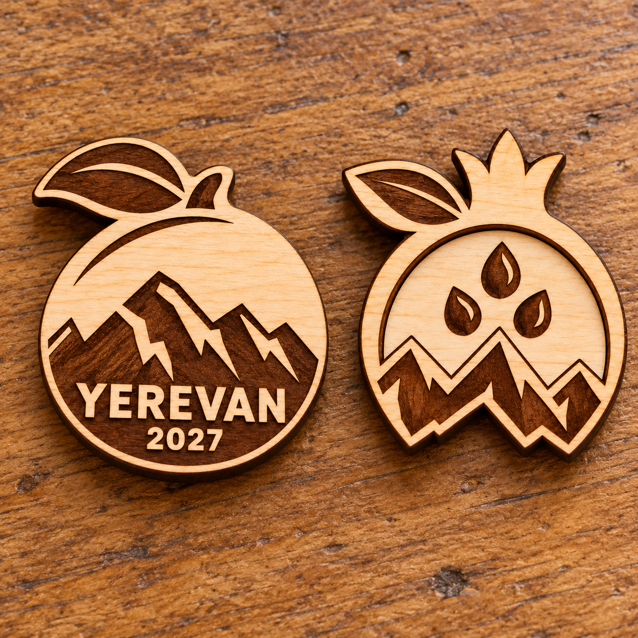 2027 International Convention Yerevan Engraved Birch Pin, Magnet or Keychain